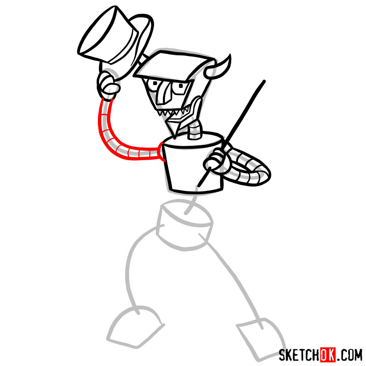 How to draw Robot Devil (Beelzebot) - step 08